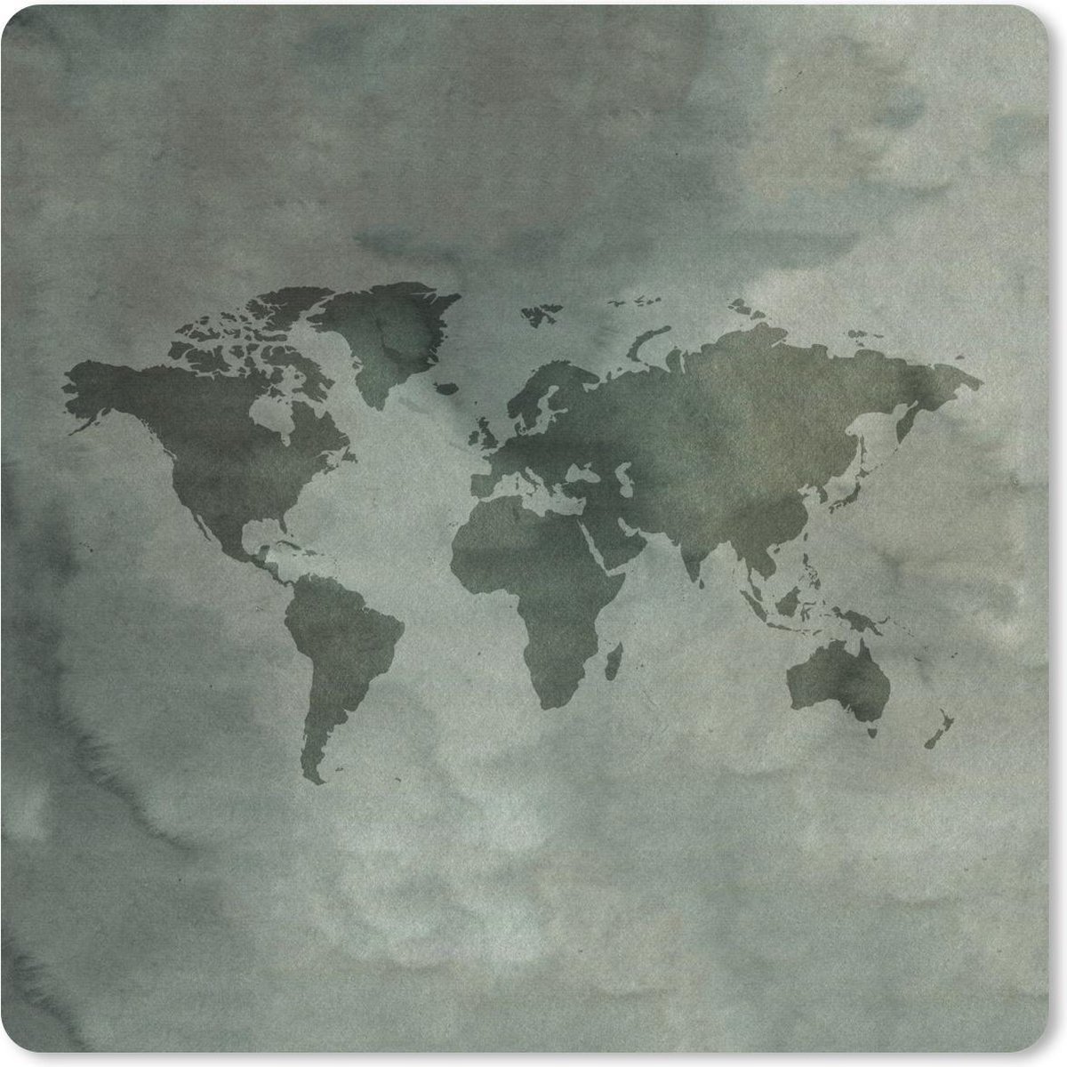 Muismat 30x30 cm - Mousepad Wereldkaart - Grijs - Simpel - Muismatten