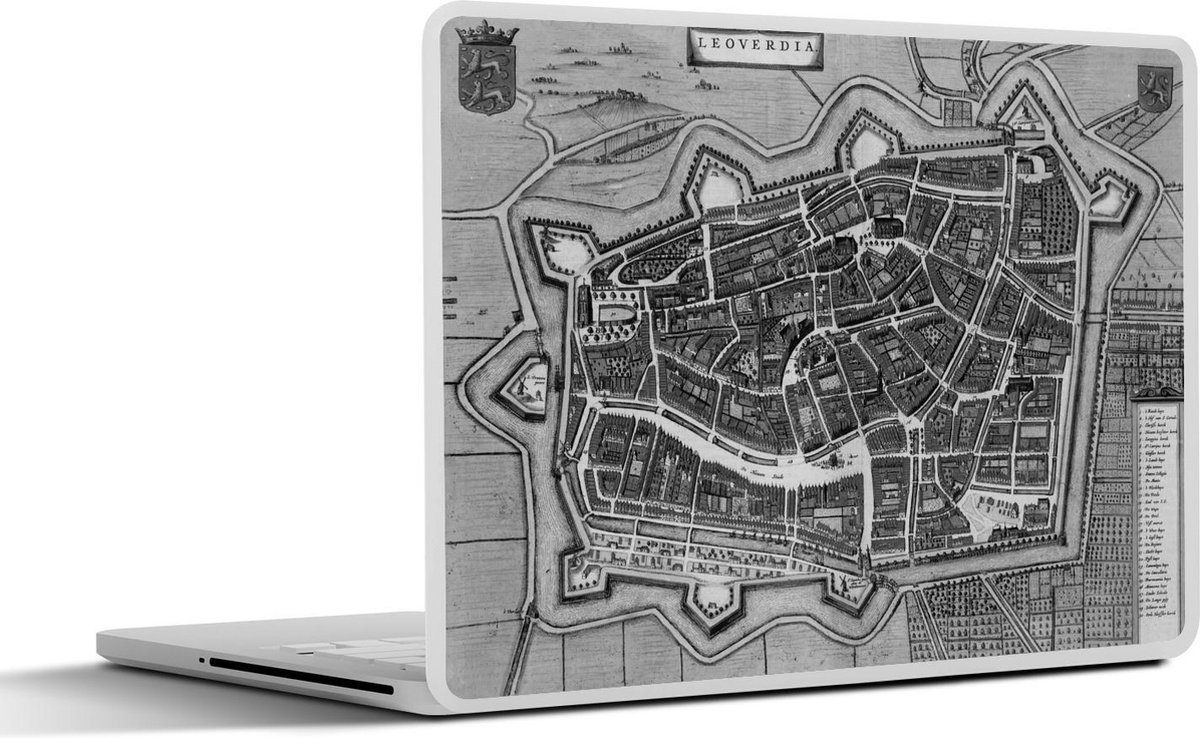 Laptop sticker - 11.6 inch - Stadskaart - Vintage - Leeuwarden - 30x21cm - Laptopstickers - Laptop skin - Cover