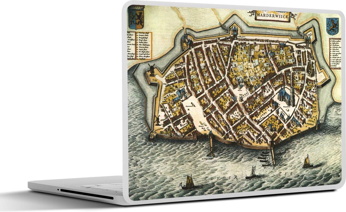 Laptop sticker - 12.3 inch - Plattegrond - Harderwijk - Antiek - 30x22cm - Laptopstickers - Laptop skin - Cover - Stadskaart