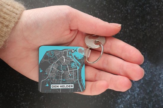 Porte-clés - Carte - Den Helder - Grijs - Blauw - Plastique