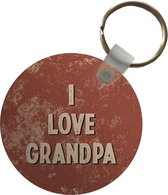 Sleutelhanger - Cadeau opa - Quote - I love grandpa - Spreuken - Plastic - Rond - Uitdeelcadeautjes - Vaderdag cadeau - Geschenk - Cadeautje voor hem - Tip - Mannen