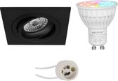 Mi-Light MiBoxer - LED Spot Set GU10 - Smart LED - Wifi LED - Slimme LED - 4W - RGB+CCT - Aanpasbare Kleur - Dimbaar - Prima Borny Pro - Inbouw Vierkant - Mat Zwart - Kantelbaar - 92mm