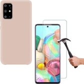 Solid hoesje Geschikt voor: Samsung Galaxy Note 10 Lite 2020 Soft Touch Liquid Silicone Flexible TPU Rubber - Zand poeder  + 1X Screenprotector Tempered Glass