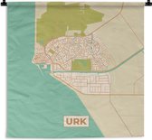 Wandkleed - Wanddoek - Stadskaart - Urk - Vintage - 180x180 cm - Wandtapijt - Plattegrond