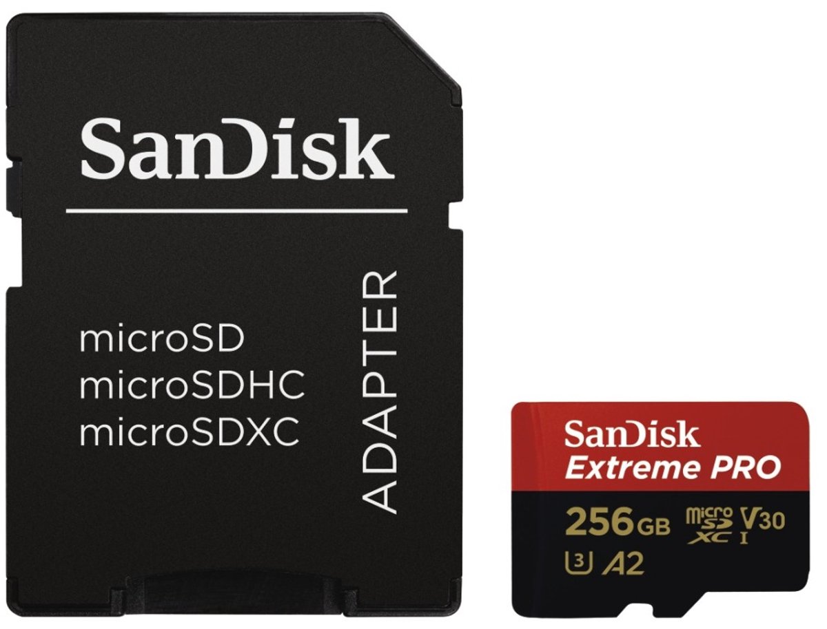Sandisk Extreme Pro Micro SDXC 256GB - A2 V30 - met adapter