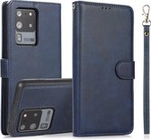 Voor Samsung Galaxy S20 Ultra Kalf Textuur 2 in 1 Afneembare Magnetische Achterkant Horizontale Flip Lederen Case met Houder & Kaartsleuven & Portemonnee & Fotolijst (Blauw)