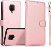 Voor Xiaomi Redmi Note 9s Kalf Textuur 2 in 1 Afneembare Magnetische Achterkant Horizontale Flip Lederen Case met Houder & Kaartsleuven & Portemonnee & Fotolijst (Rose Goud)