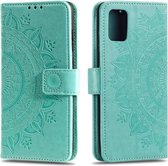 Voor Samsung Galaxy A03s Totem Bloem Reliëf Horizontale Flip TPU + PU Lederen Case met Houder & Kaartsleuven & Portemonnee (Groen)