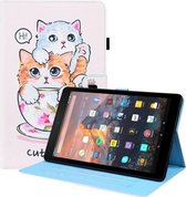 Voor Amazon Fire HD 8 2015/2016/2017/2018 Animal Pattern Horizontal Flip Leather Case met Houder & Kaartsleuven & Fotolijst & Slaap / Wake-up Functie (Cat Brothers)