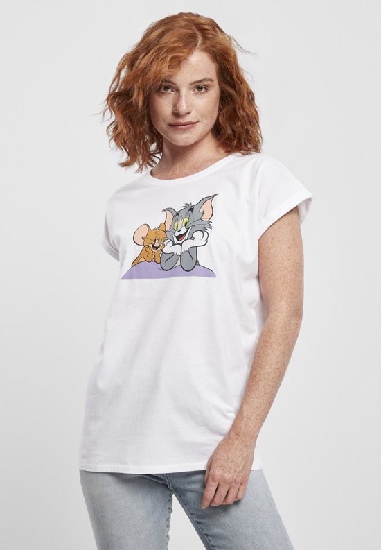 Merchcode Tom And Jerry - Tom & Jerry Pose Dames T-shirt - XS - Wit