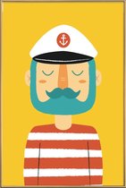 JUNIQE - Poster met kunststof lijst Ahoy Sailor -20x30 /Geel & Rood