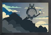 JUNIQE - Poster in houten lijst My Neighbor Totoro -30x45 /Blauw &