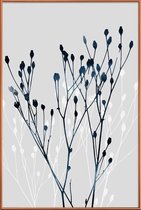 JUNIQE - Poster met kunststof lijst Watercolor Leaves 12 -40x60 /Blauw