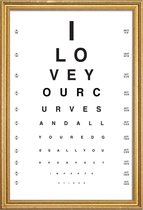 JUNIQE - Poster met houten lijst Eye Chart I Love You -30x45 /Wit &