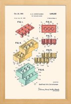 JUNIQE - Poster in houten lijst Legoblokje - Patentopdruk - Kleur