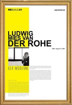 JUNIQE - Poster met houten lijst Mies Van Der Rohe -40x60 /Geel & Wit