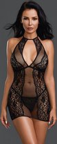 Fishnet and Lace Chemise - Black - Maat O/S