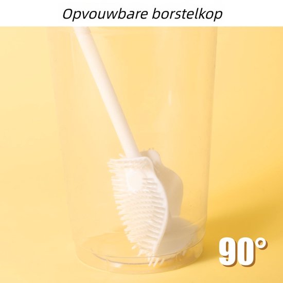 3-delige kierenborstel, flessenborstel, bekerborstel, lange steel, zachte borstel, waterbekerborstel, wit van Merkloos — afbeelding 3
