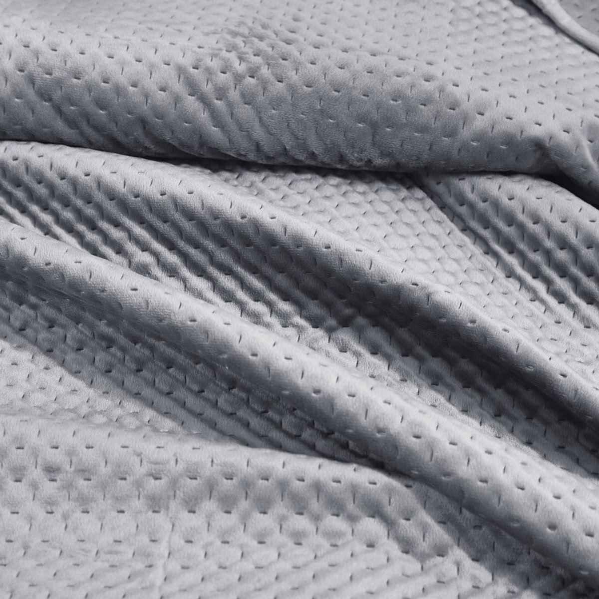 Velours Plaid 80x160 Maya - Grijs Geometrisch Kruisjes Design