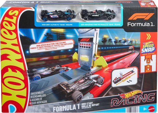 Hot Wheels Racing Formula 1 Startplaats Baanset en 2 metalen F1 auto's
