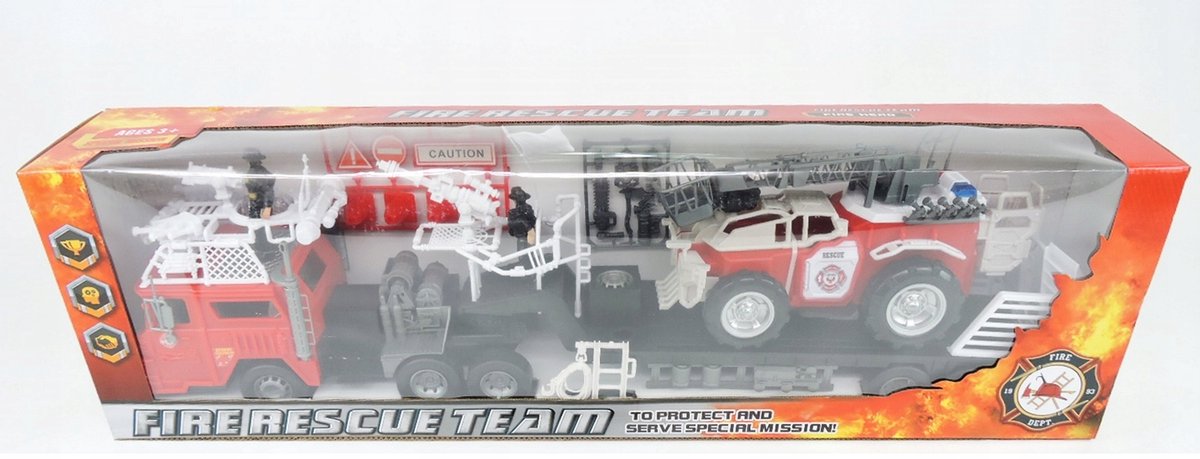 Brandweerwagen met Aanhanger en Figuren - 85cm