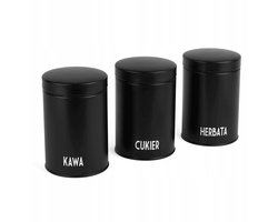 Set de 3 casseroles noires de cuisine pour Café, Thee et sucre (1,3 L)