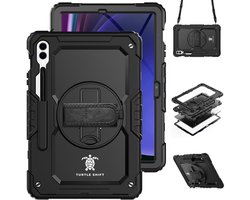 Geschikt voor Samsung Galaxy Tab S10 Plus / Tab S9 FE Plus / Tab S9 Plus Hoes - 12.4 inch - Hoes met screen protector - Turtle Shift Cover Hoesje - Schouderriem - Shockproof - Met Standaard - Zwart