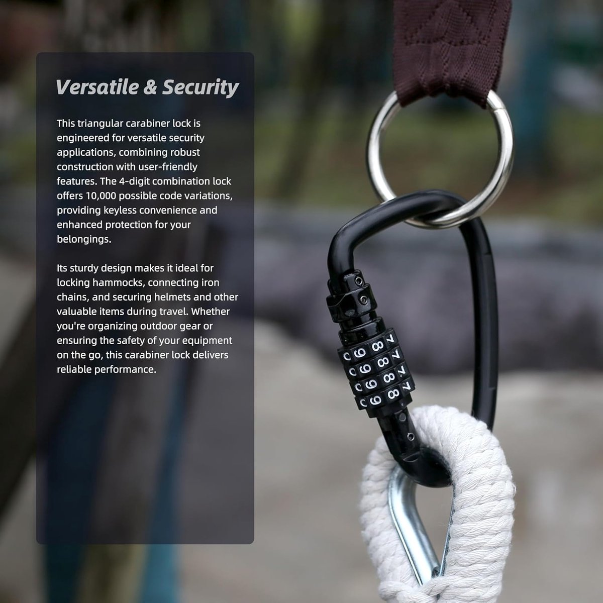 Vergrendelbare Grote Karabijnhaak met Combinatieslot voor - afbeelding 2