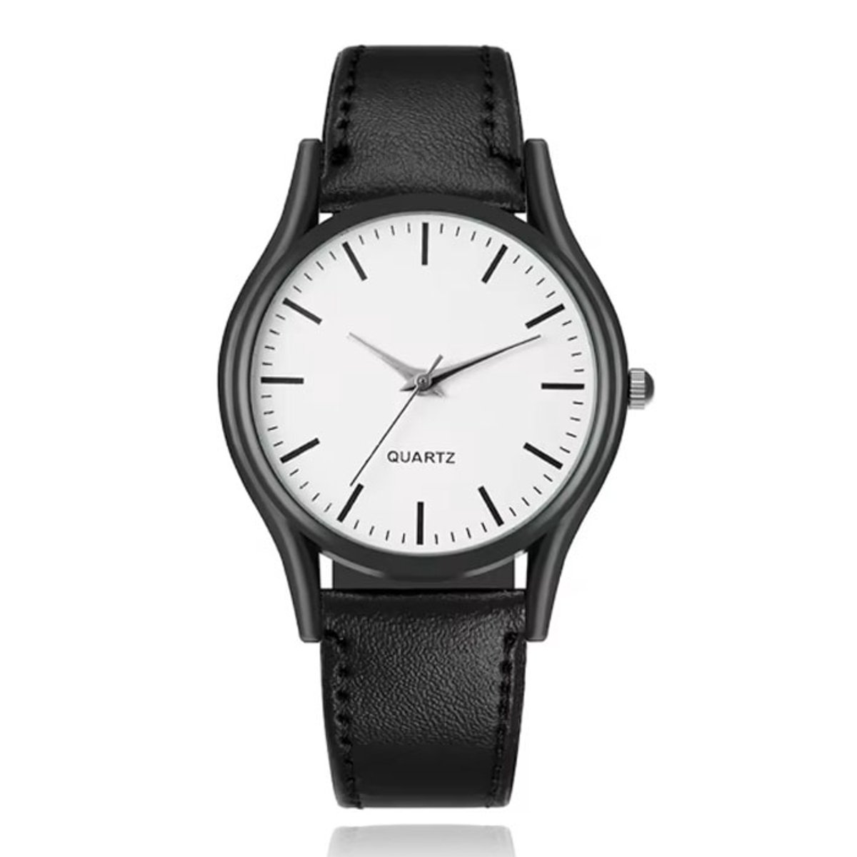 LGT Minimalistisch herenhorloge met zwarte leren band