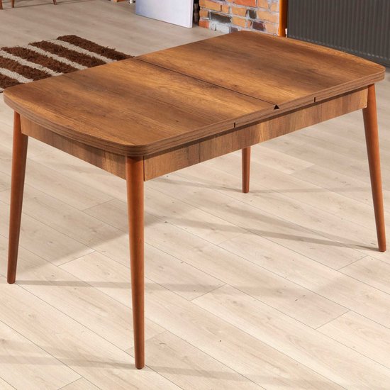 Barok Table à manger extensible | 100% MÉLAMINE | Noyer - Asir Group - Tables à manger en oval danois - Brun - Mélamine|Panneaux de particules - Tables à manger en oval danois