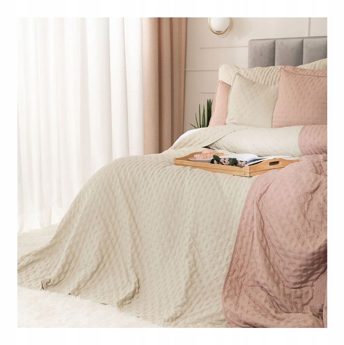 Narzuta NULES 170x210 cm Beige - Decoratieve Plaid voor Bank & Bed
