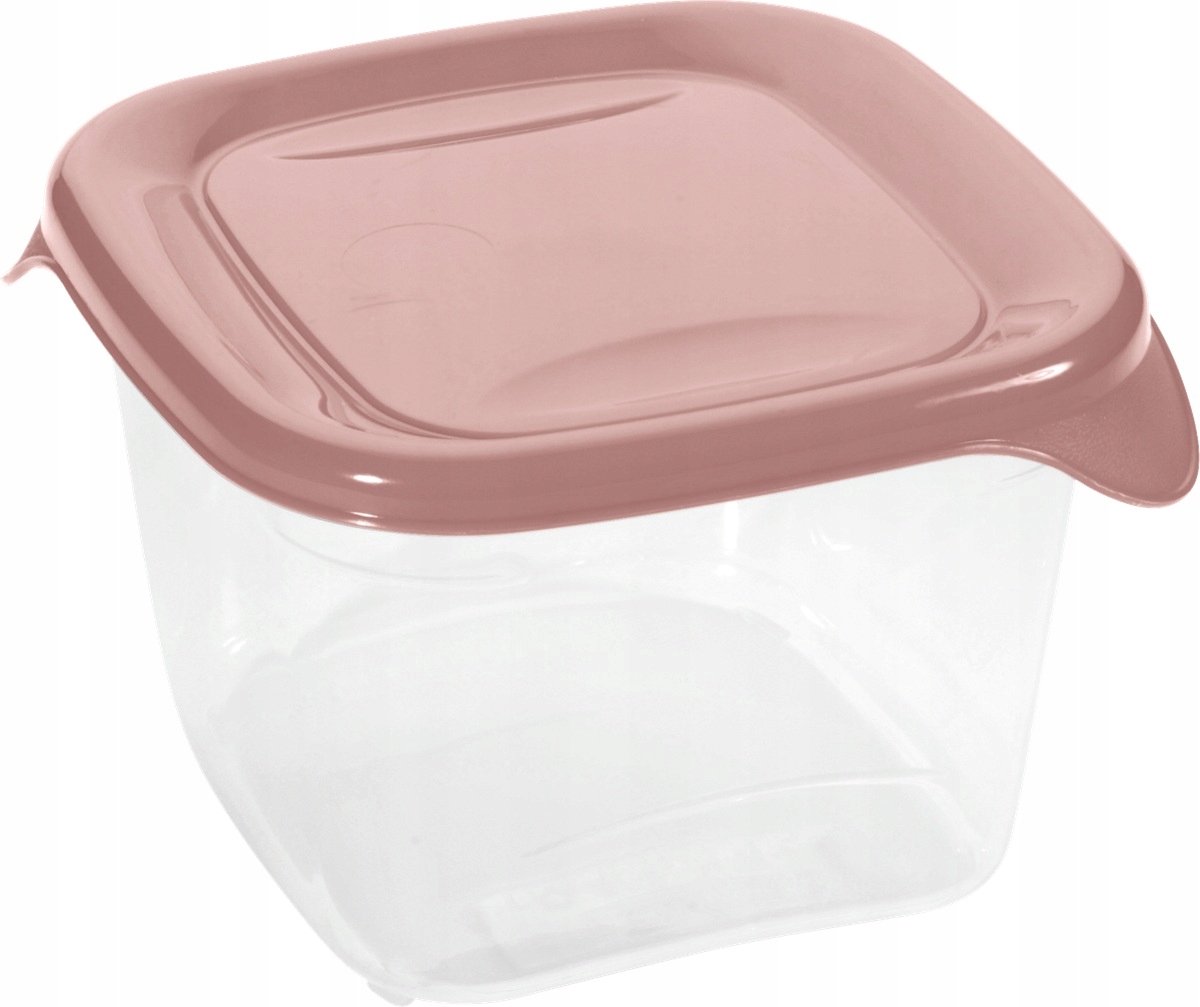 Curver Fresh & Go Kwadraten Voedselcontainer 0,45L - Transparant met Roze Deksel