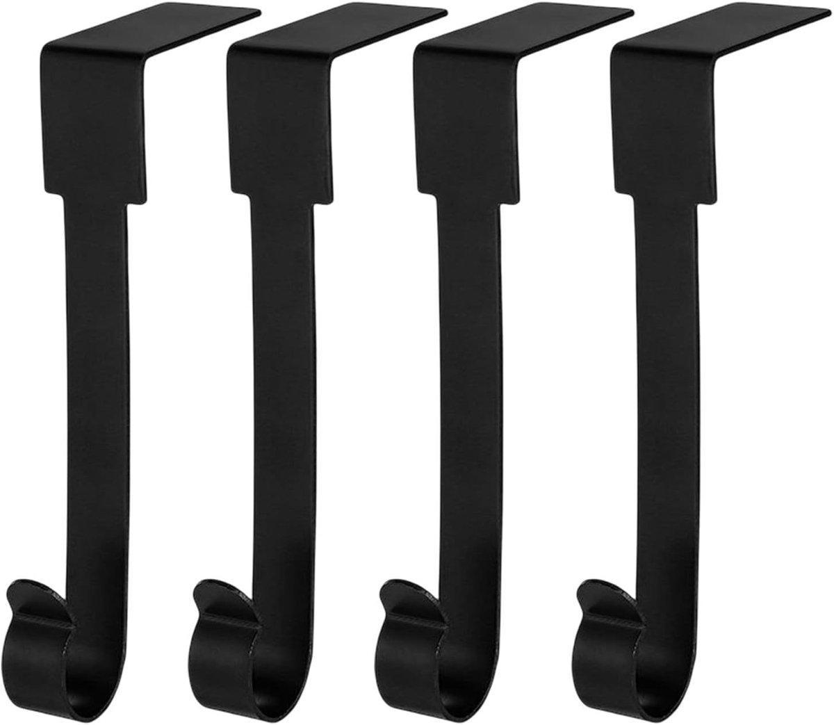 4-delige set kerstkoushouders, metalen haken om kerstkousen aan op te hangen, lange kousenhouder voor kerstdecoratie mantel - Metalen haak voor open haard (zwart)