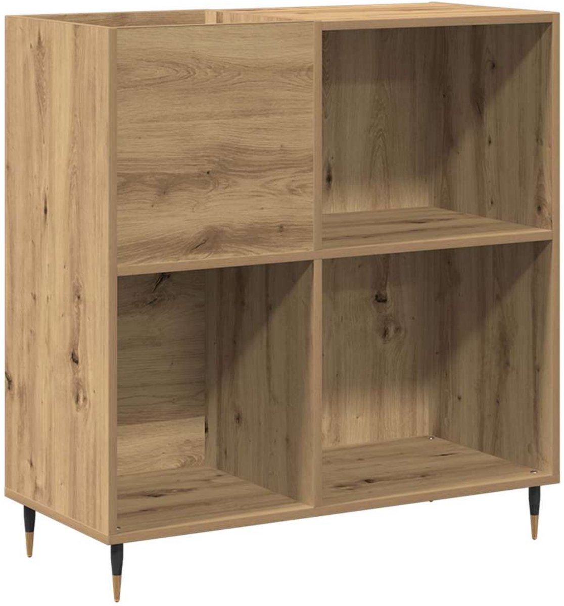 Platenspeler Meubel - LP-kast - Platenspelerkast - Draaitafelstandaard - Platenspelerstandaard - Vintage Displayplank - Artisanaal eikenkleurig