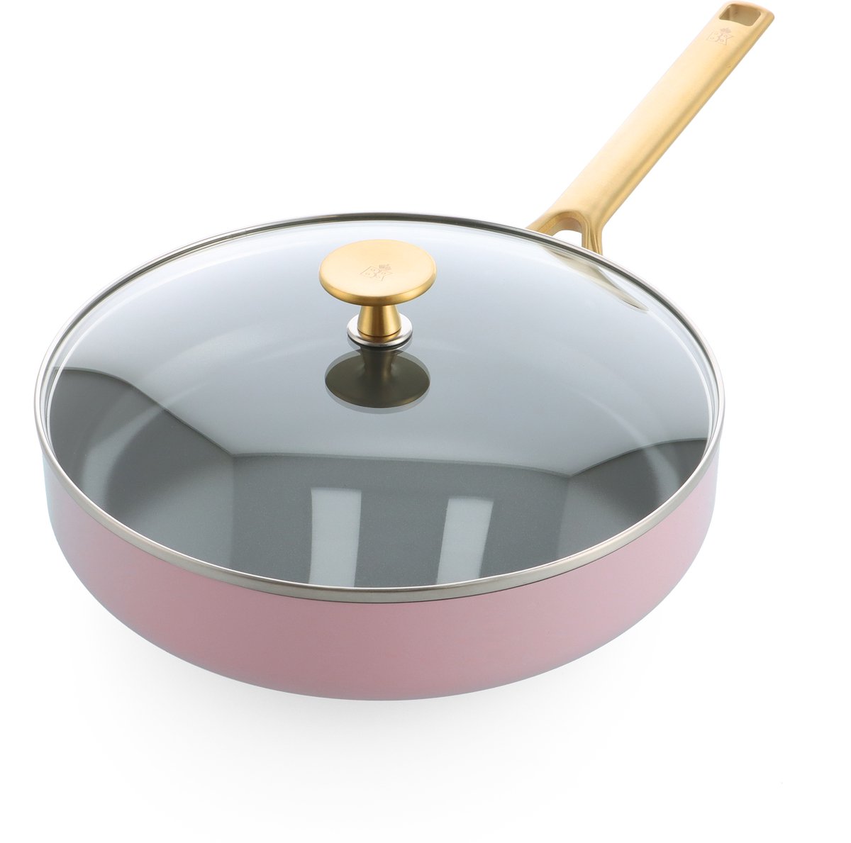 BK Sublime Hapjespan 28cm met deksel - 3.6L - PFAS-vrije antikleeflaag - Hapjespan inductie - Keramische pan -Ovenbestendig tot 220°C - Met glazen deksel - Roze