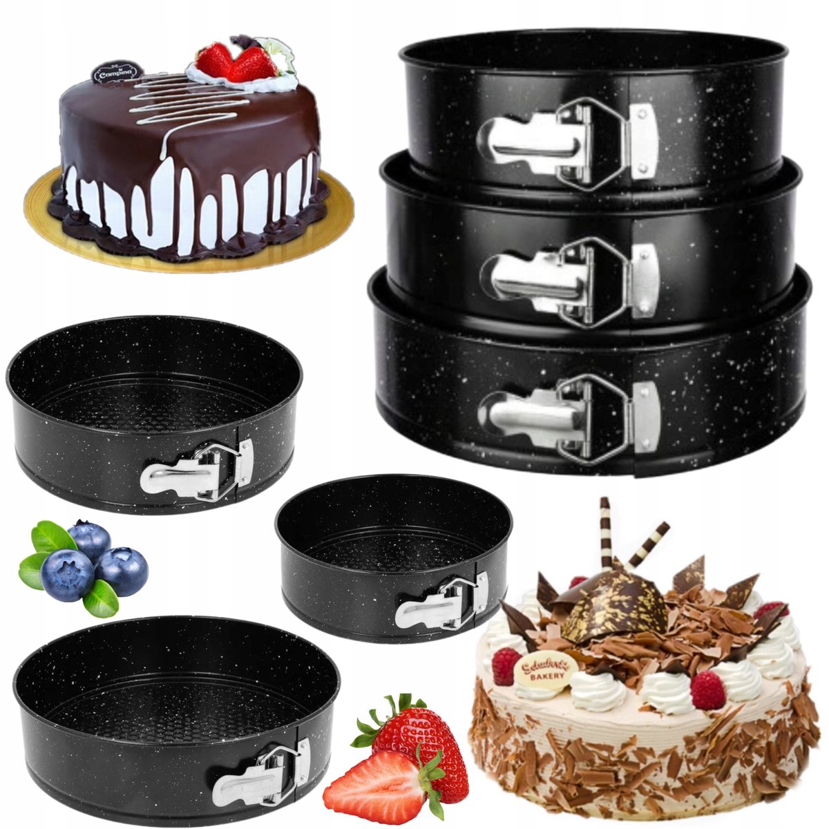 3x Ronde Bakvormen Set 18-20-24cm - Anti-aanbaklaag & Uitneembare Bodem