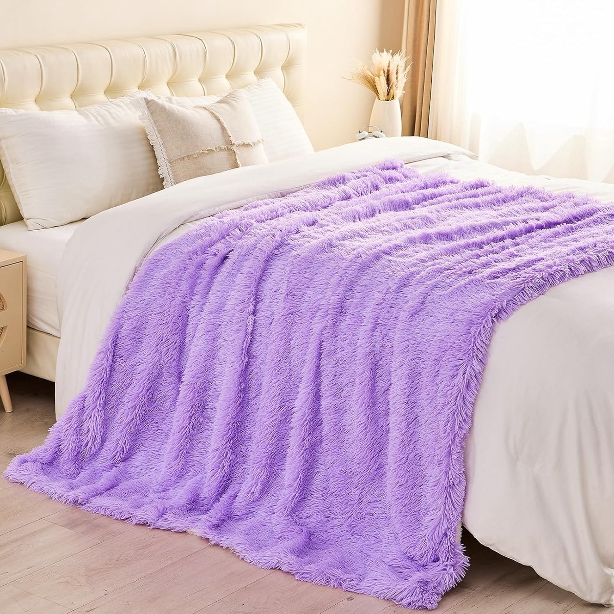 EMME Deken van imitatiebont, 220 x 240 cm, pluizige fleecedeken, superzacht, dik en elegant, warme, gezellige omkeerbare plaids voor bank, bed, tie-dye bruin