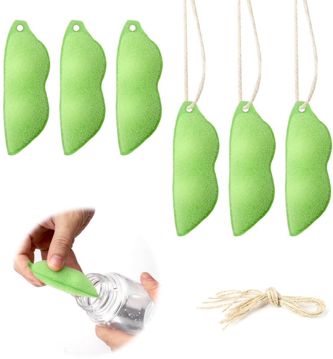 Image of 6 stuks flessenreiniger, Magic Beans flessenspons, flessenreiniger, Magic Beans Bottle Clean reinigingsbonen, 8 x 2 x 2 cm Beans Bottle Cleaning Spons voor een groot aantal flesmaten