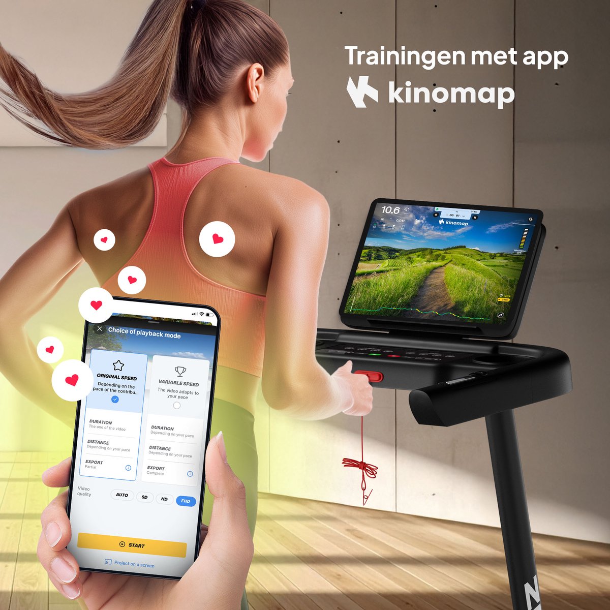 Afbeelding 2 van ZIPRO® Luma - Elektrische Loopband 1-12 km/u - Inklapbaar - met Hellingfunctie - Bluetooth - Kinomap en FitShow Apps - Fitness - Hellingshoek Instelbaar - Vermogen 1,25 HP - Groot Loopvlak 115 × 44 cm - Max. 120 kg - Zwart