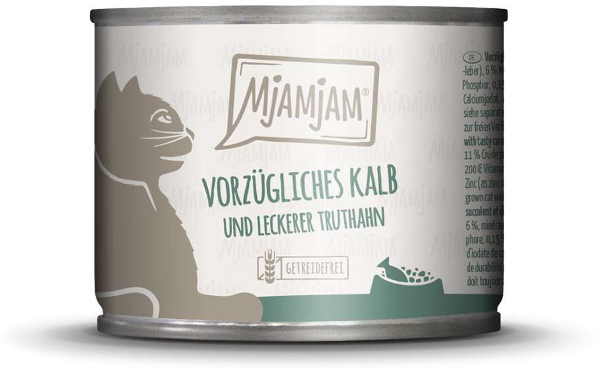 MjAMjAM MjAMjAM Cat - Heerlijke maaltijden blik 6x200g - Kalfsvlees & kalkoen