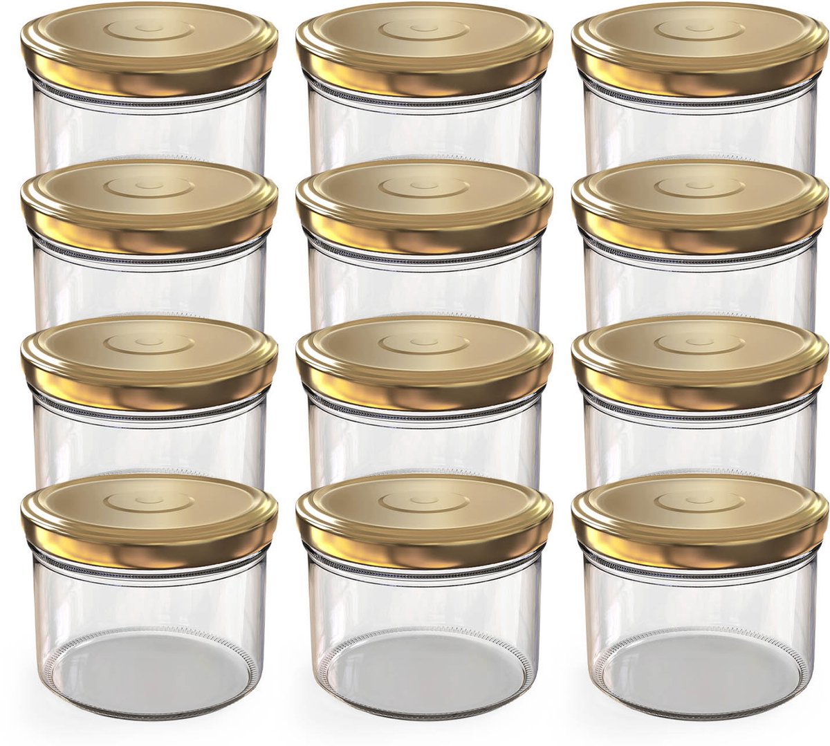 Oputec 12x 230ml inmaakpotten / voorraadpotten TO Ø 82 mm– glazen jampotten – metalen schroefdeksel goud – conservenpotten