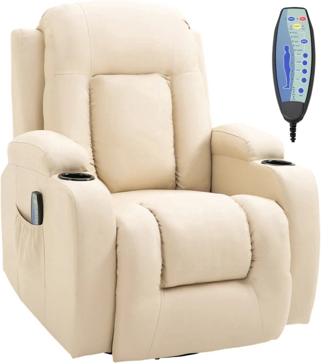Smart-Elite Massagestoel Elektrisch Crème Relaxfauteuil - afbeelding 3