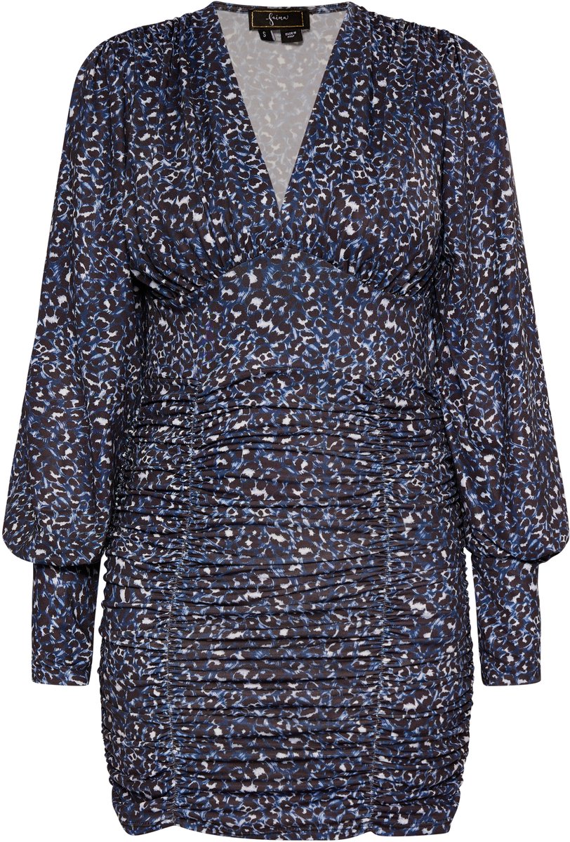Faina jurk met lange mouwen blauw