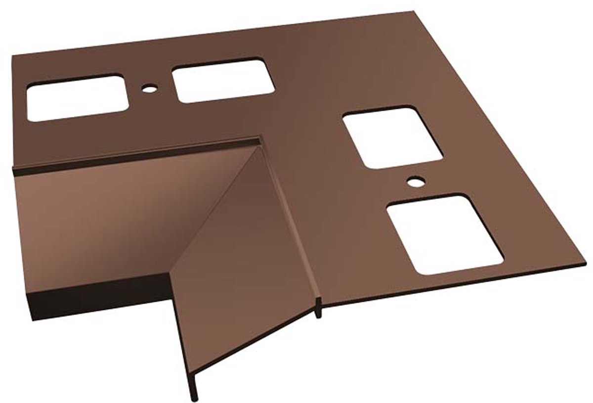 Renoplast® Aluminium Binnenhoek 90° Voor Dakgoot Profiel K100 Bruin - Afwerking Van Terrassen En Balkons - Tegelvloeren Op Lijmmortel - Waterafvoersystemen Hoekprofiel - Gepoedercoat