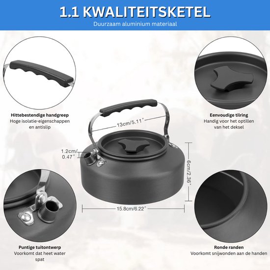 ZRSS® Camping Pannenset Aluminium - Kookset - Kamperen - Campingpan - 12-delige set — afbeelding 5