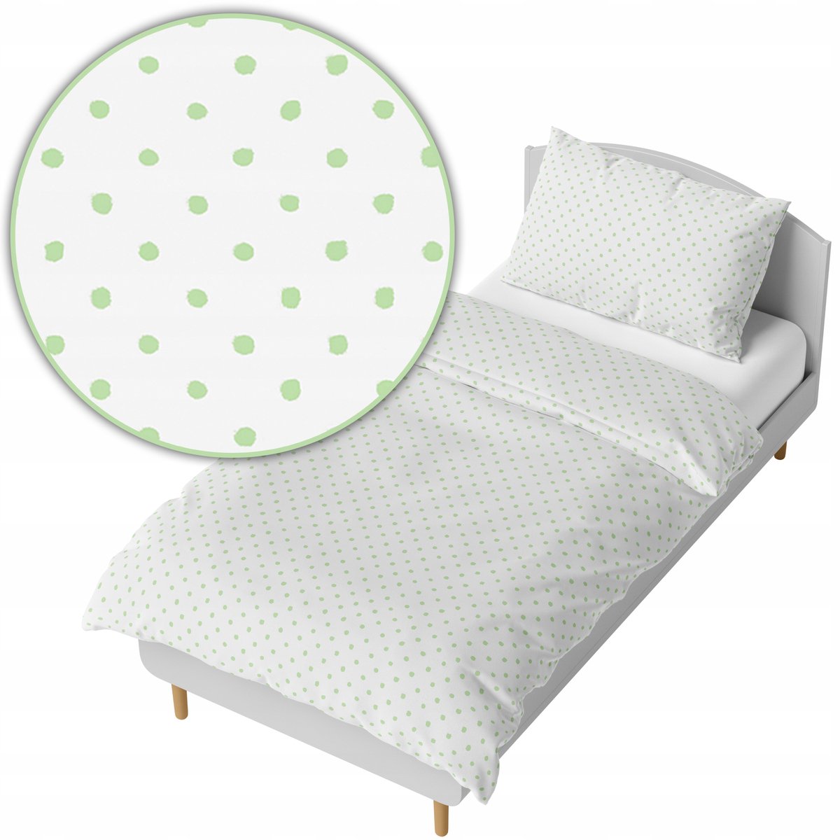 Kinderbeddengoed 140x200cm - Groene Stippen - Katoen