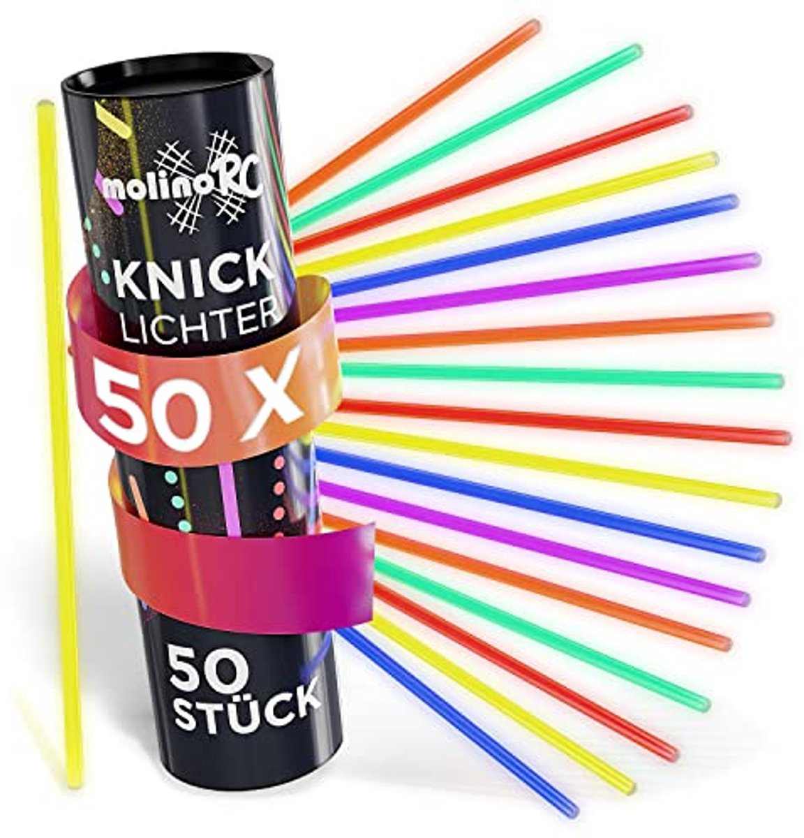 Knikstaafjes Set van 50 - Glow Sticks voor Feesten en Verjaardagen - Kleurige Lichtstaafjes met Connectoren