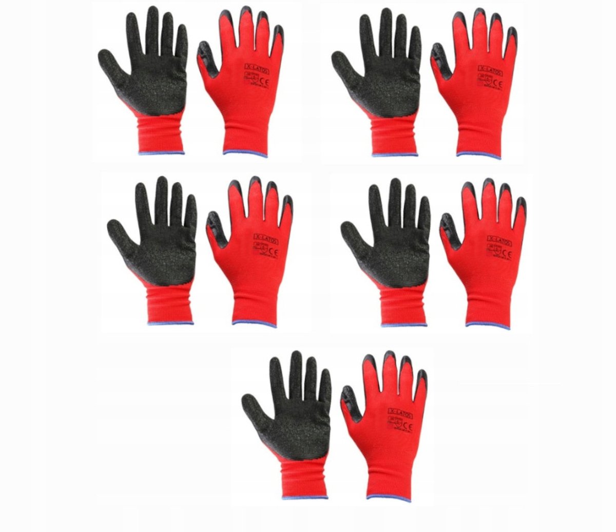 5 Paar Werkplaats Handschoenen Nylon met Latex Coating - Maat 9
