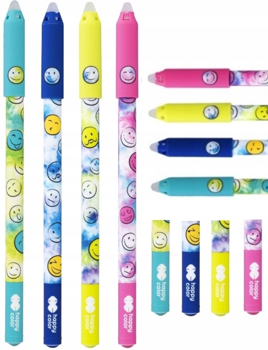Uitwisbare Blauwe Pen 0.5mm met Smileys - Happy Color