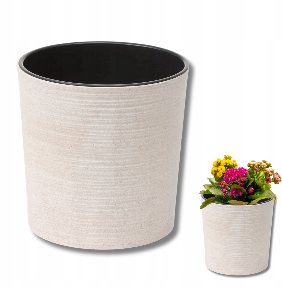 Lamela MALWA DŁUTO bloempot 30cm ECO WOOD beige + inzetstuk